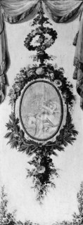 Putto in a medallion surrounded by a garland, 18th century. Creator: Unknown.