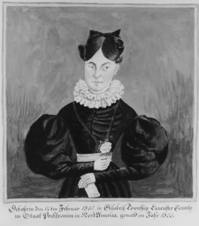 Portrait and Birth Record of Mahala Wechter, 1833. Creator: Jacob Maentel.