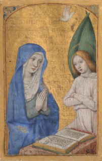 Manuscript Leaf with the Annunciation from a Book of Hours, ca. 1485-90. Creator: Jean Bourdichon.
