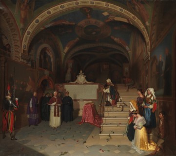 Pope Gregory XVI Visiting the Church of San Benedetto at Subiaco, 1843. Creator: Jean-François Montessuy.