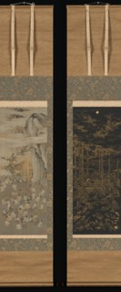 Luring the Sun Goddess Amaterasu Out of a Cave; Death of the Historical Buddha..., late 19th century Creator: Kono Bairei.