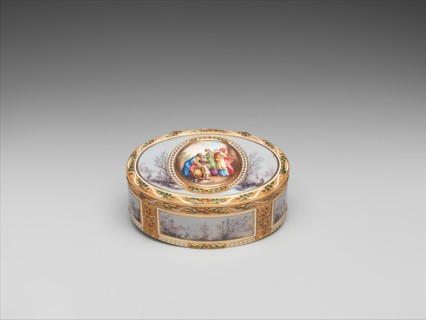 Snuffbox with Ulysses discovering Achilles and harbor scenes, ca. 1780. Creator: Les Frères Souchay.