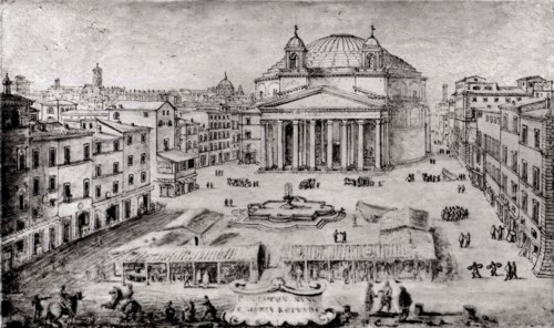 View of the Pantheon, Rome, early 1670s. Creator: Lievin Cruyl.