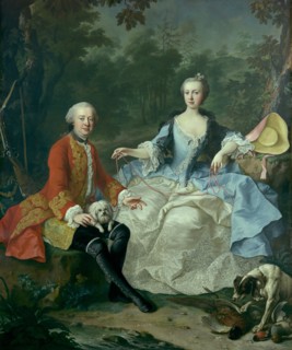 Count Giacomo Durazzo (1717-1794) in the Guise of a Huntsman with His Wife..., prob early 1760s. Creator: Martin van Meytens.