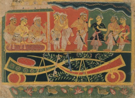 Nanda and Vasudeva: Page from a Dispersed Bhagavata Purana..., ca. 1520-30. Creator: Master of the Dispersed Bhagavata Purana.