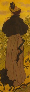 Woman Standing Beside a Balustrade with a Poodle, ca. 1895. Creator: Paul Ranson.