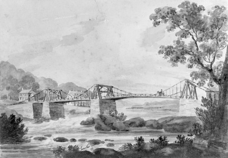 The Falls of the Schuylkill and Chain Bridge, 1811-ca. 1813. Creator: Pavel Petrovic Svin'in.