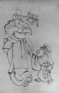 Mother and Children in Summer Night, 18th-19th century. Creator: School of Katsushika Hokusai.