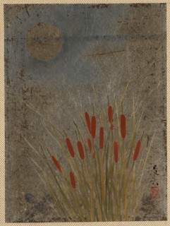 Cat Tails and Moon, mid-late 19th century. Creator: Shibata Zeshin.