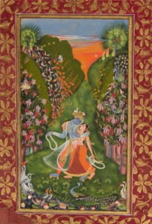 Radha and Krishna Walk in a Flowering Grove (recto); Krishna Fluting (verso), c1720 (r); c1750-75 (v Creator: Kota Master.
