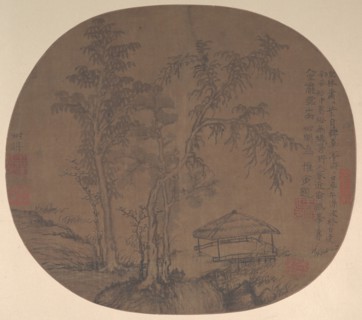 Sparse trees and pavilion, late 1350s. Creator: Wang Meng.
