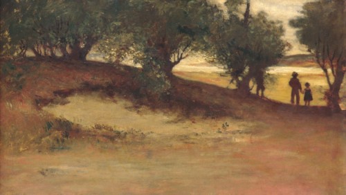 Sand Bank with Willows, Magnolia, 1877. Creator: William Morris Hunt.