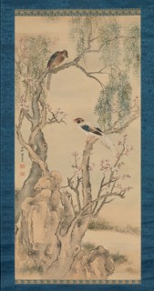 Birds in Willows and Blossoming Peach Tree. Creator: Yosa Buson.