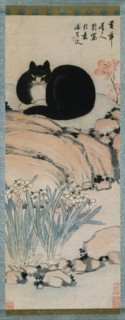 Black Cat and Narcissus, 19th century. Creator: Zhu Ling.