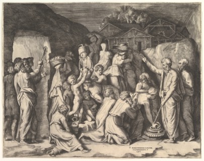 Moses Telling the Israelites to Gather the Manna and Moses Striking the Rock. Creator: Giulio Bonasone.