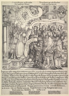 Maximilian Presented by his Patron Saints to the Almighty, 1519. Creator: Hans Springinklee.