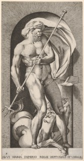 Plate 5: Neptune standing in a niche holding a trident, with a hippocampus