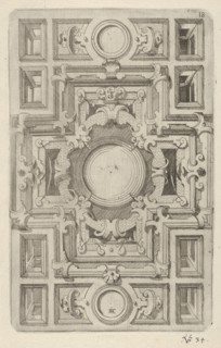 Design for a Ceiling with Strapwork and a Cross-shaped Center, 1609. Creator: Hans Jakbob Ebelmann.