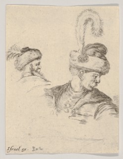 Plate 11: a Polish bust in profile, turned to the right, another Polish head seen from..., ca. 1649. Creator: Stefano della Bella.