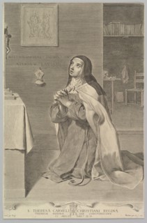 St. Theresa Kneeling in Prayer, 1661. Creator: Claude Mellan.