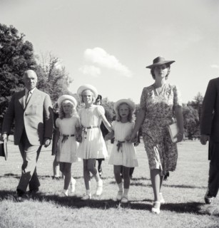 Princess Sibylla with the little princesses in Haga Park, Sweden, 17/8 1944. Creator: Unknown.