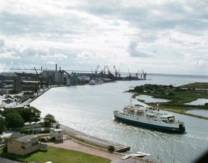The SL ferry Scania on its way into Landskrona harbour,  1971. Creator: Unknown.