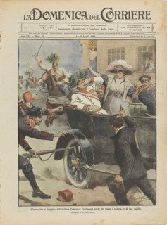 The Assassination of Archduke Franz Ferdinand of Austria and his wife in Sarajevo, 28th June 1914.  Creator: Beltrame, Achille