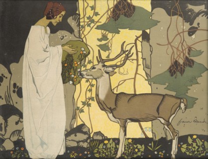 Girl with deer. Creator: Wacik, Franz