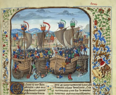The Battle of Sluys on 24 June 1340, ca 1470-1475. Creator: Liédet, Loyset