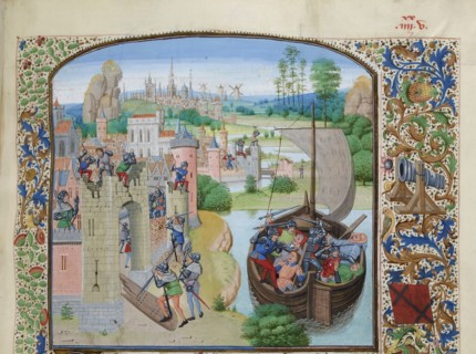 Massacre of Ghent traders at Audenarde 1380, ca 1470-1475. Creator: Liédet, Loyset