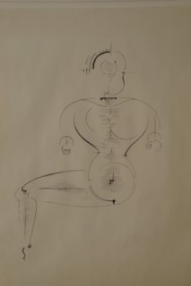 Figure from the Side: Figure H2 Seated, 1921. Creator: Schlemmer, Oskar