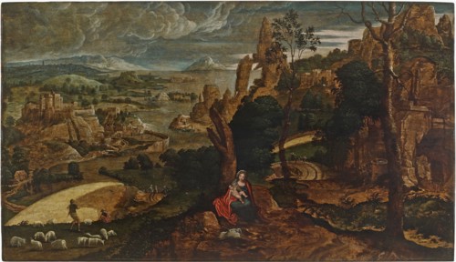 Landscape with the Rest on the Flight into Egypt, 1540-1545. Creator: Cock, Matthijs