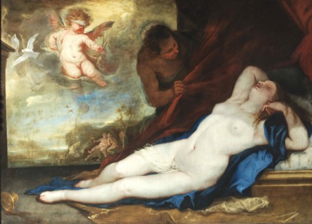 Sleeping Venus, Amor and Satyr, c. 1670. Creator: Giordano, Luca