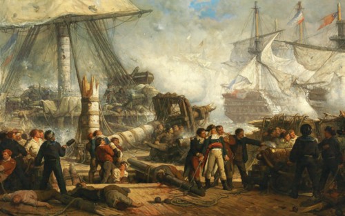 Lord Nelson at the Battle of Trafalgar, 1878. Creator: Schaefels, Hendrik Frans