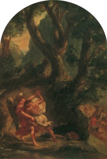 Jacob Wrestling with the Angel, 1850-1855. Creator: Delacroix, Eugène