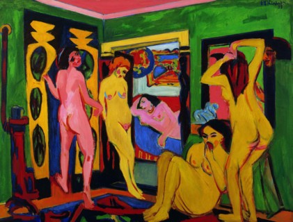 Bathers in a room, 1909-after 1926. Creator: Kirchner, Ernst Ludwig
