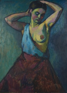 Girl wearing red skirt, 1910. Creator: Erbslöh, Adolf