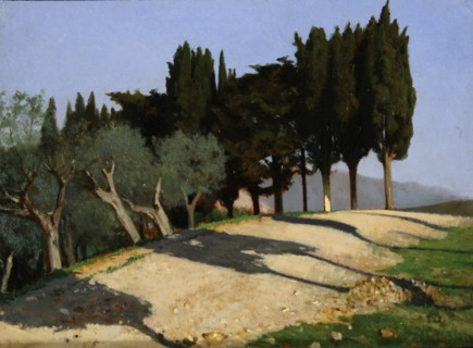 Via di campagna con cipressi, 1862. Creator: Abbati, Giuseppe