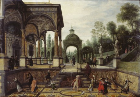 Italian garden with gallery and figures, First third of 17th cen.. Creator: Vrancx, Sebastiaen