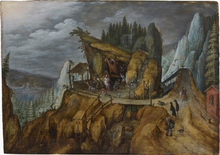 Fantastic rocky landscape with the Temptation of Saint Anthony , 1600. Creator: Anonymous.