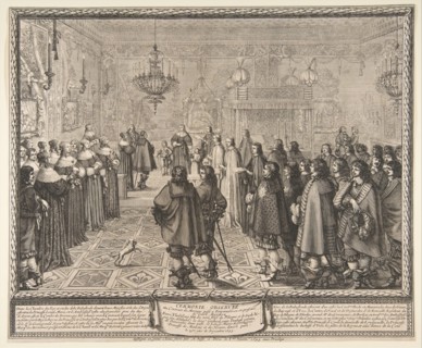 Ceremony of the Contract of Marriage between Wladyslaw IV, King of Poland, and Marie Louis..., 1645. Creator: Abraham Bosse.