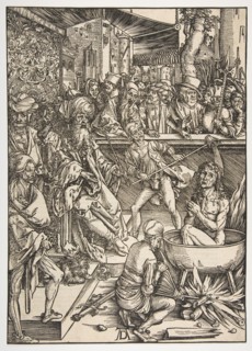 The Martyrdom of Saint John, from The Apocalypse, Latin Edition 1511, ca. 1496. Creator: Albrecht Durer.