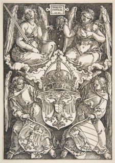 The Arms of the Empire and of Nuremberg, 1521. Creator: Albrecht Durer.