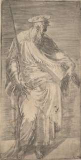 Saint Paul holding a sword and a book, from Christ and the Apostles, 1540-63. Creator: Andrea Schiavone.