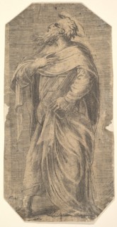 Saint Jude facing left, book under his left arm, from 'Christ and the Apostles', ca. 1548-50. Creator: Andrea Schiavone.