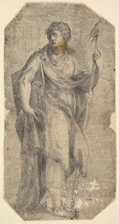 Saint Matthew holding a staff and a book, turning to the left, ca. 1540-50. Creator: Andrea Schiavone.