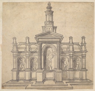 Architecturally-Shaped Tabernacle with a Saint and Four Putti, ca. 1530-49. Creator: Unknown.