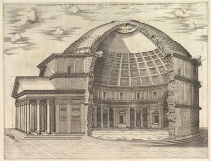 Speculum Romanae Magnificentiae: The Pantheon, broken away to show the interior, 1553. Creator: Unknown.