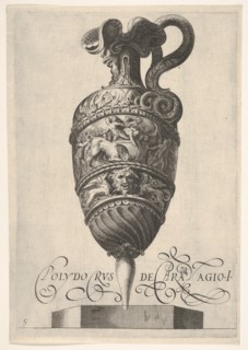 Vessel with grotesque masks, griffins, and a frieze populated by a bull and men in..., ca 1550-1600. Creator: Unknown.