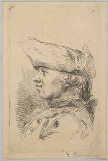 Head of a man in profile wearing a tricorne, 18th century. Creator: Unknown.